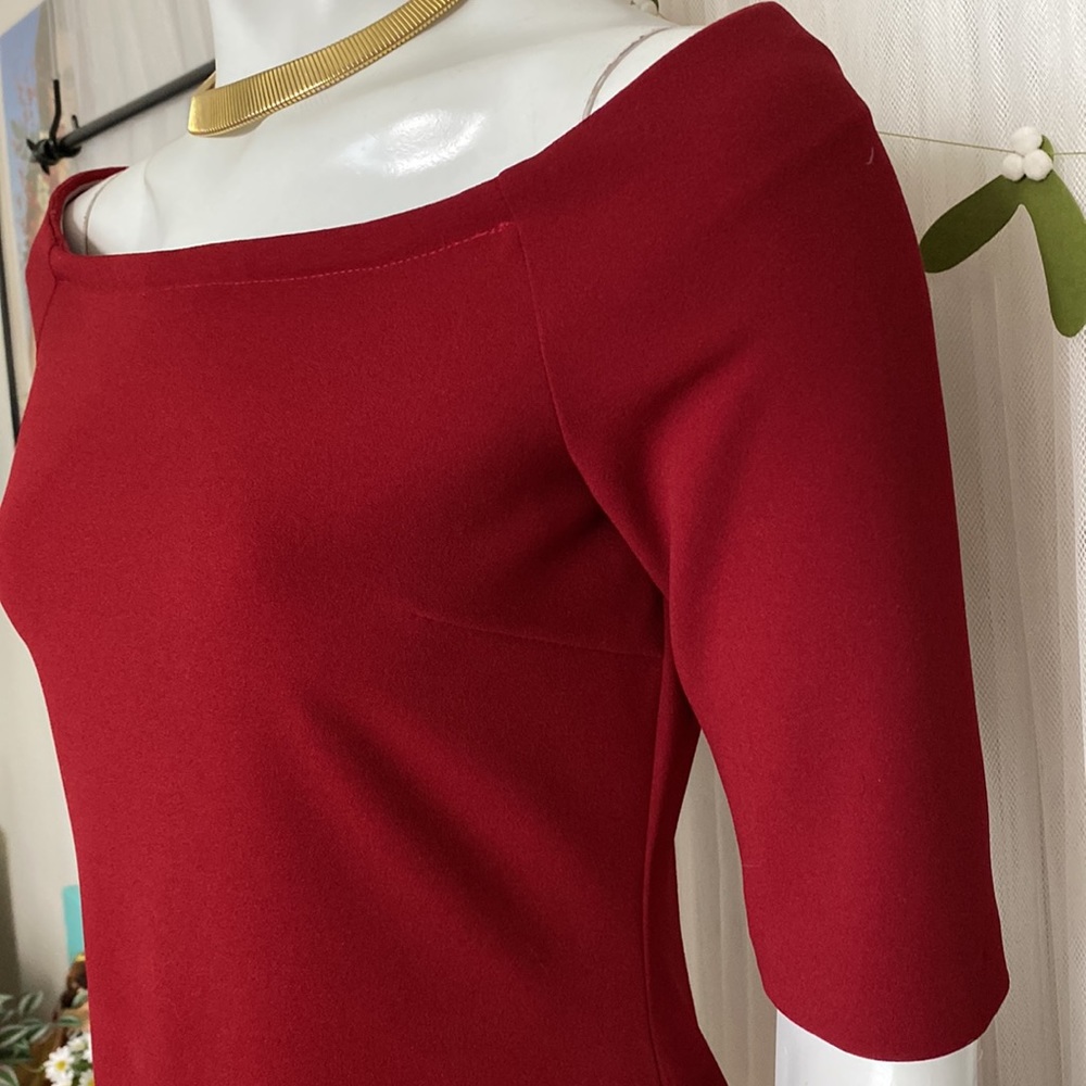 Rinascimento sheath dress scuba crepe, stretchy, 1/4 sleeves body contour Size S - Picture 7 of 15